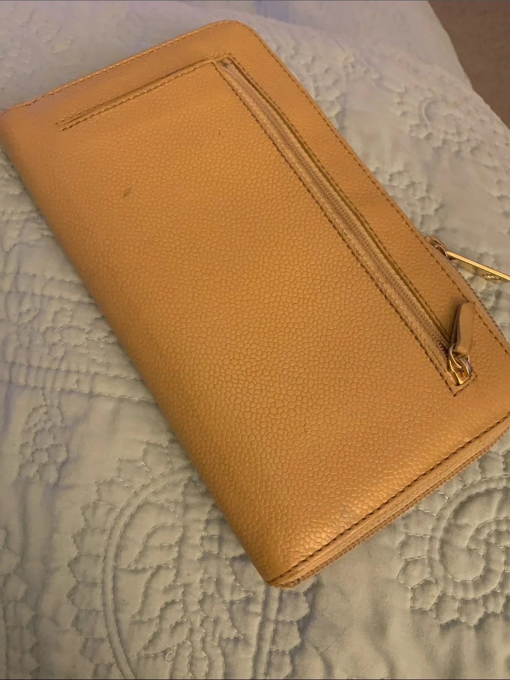 CHANEL Quilted CC Zip Wallet in Camel Tan
